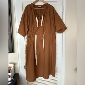 Kloke Tan Midi Dress with Drawstring